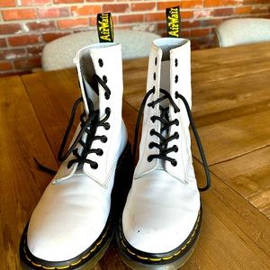 White Dr. Martens 1460 Lace Up Boots Sz 8